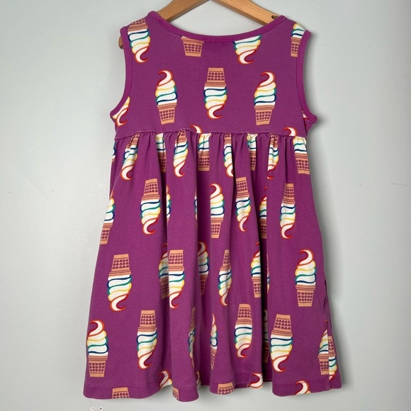 Hanna Andersson Dress Ice Cream Rainbow Purple AOP Girls Size 4 - Picture 2 of 4
